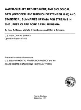 Water-Quality, Bed-Sediment, and Biological Data