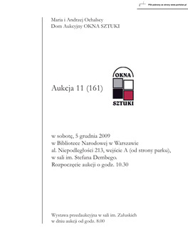Katalog 11 (161) Aukcji Domu Aukcyjnego Okna Sztuki Z 05-11