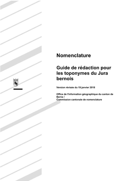 Guide De Rédaction Pour Les Toponymes Du Jura Bernois