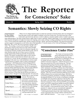 Spring 2003 Number 1 Semantics: Slowly Seizing CO Rights