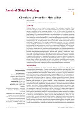 Chemistry of Secondary Metabolites