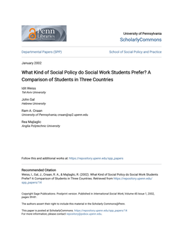 What Kind of Social Policy Do Social Work Students Prefer? a Comparison of Students in Three Countries