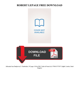 Robert Lepage Free Download