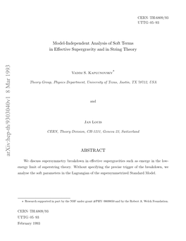 Model-Independent Analysis of Soft Terms in Effective Supergravity And