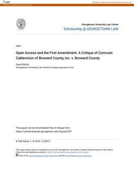 A Critique of Comcast Cablevision of Broward County, Inc. V