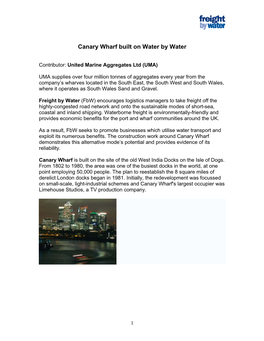 Canary Wharf Built on Water by Water