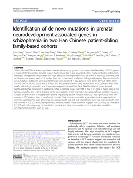 Identification of De Novo Mutations in Prenatal