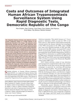 Costs and Outcomes of Integrated Human African Trypanosomiasis