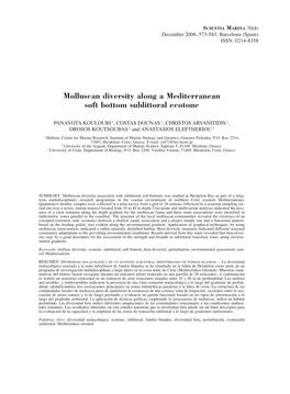 Molluscan Diversity Along a Mediterranean Soft Bottom Sublittoral Ecotone