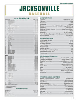 2020 Schedule University Facts February