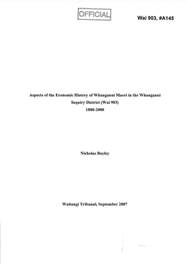 Aspects of the Economic History of Whanganui Maori in the Whanganui Inquiry District (Wai 903) 1880-2000