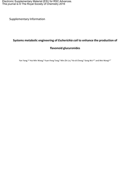 Systems Metabolic Engineering of Escherichia Coli to Enhance the Production Of