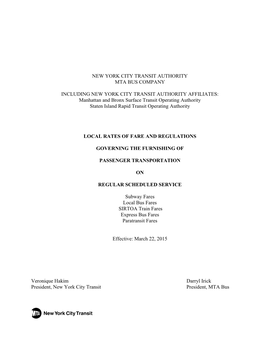 Manhattan and Bronx Surface Transit Operating Authority Staten Island Rapid Transit Operating Authority