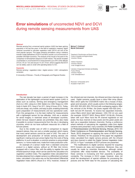 Error Simulations of Uncorrected NDVI and DCVI During Remote Sensing Measurements from UAS