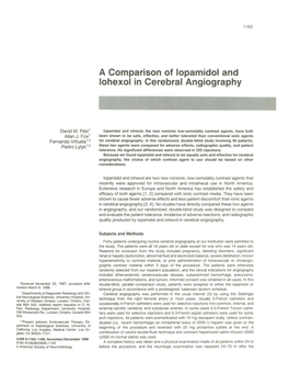 A Comparison of Lopamidol and Lohexol in Cerebral Angiography