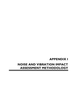 Appendix I Noise and Vibration Impact Assessment Methodology