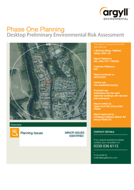 Phase One Planning Desktop Preliminary Environmental Risk Assessment