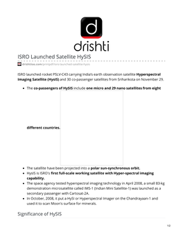 ISRO Launched Satellite Hysis