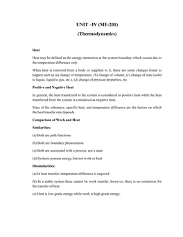 UNIT –IV (ME-201) (Thermodynamics)