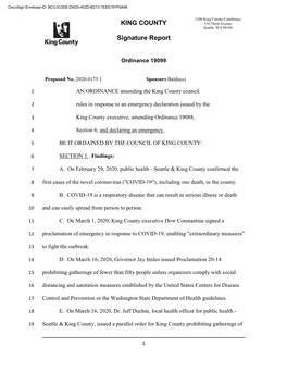 KING COUNTY Signature Report