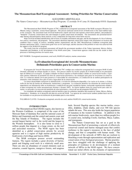 The Mesoamerican Reef Ecoregional Assessment: Setting Priorities for Marine Conservation