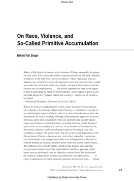 On Race, Violence, and So-Called Primitive Accumulation