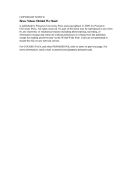 Bruce Nelson: Divided We Stand Is Published by Princeton University Press and Copyrighted, © 2000, by Princeton University Press