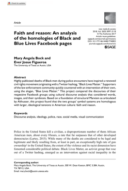 An Analysis of the Homologies of Black and Blue Lives Facebook Pages