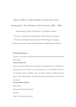 Diverse Effects of Mass Media on Concerns About Immigration