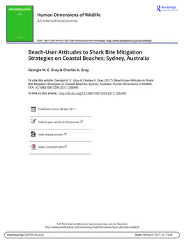 (2017) Beach-User Attitudes to Shark Bite Mitigation Strategies on Coastal