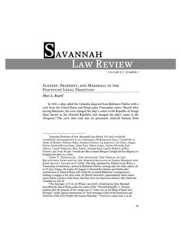 Slavery, Property, and Marshall in the Positivist Legal Tradition Marc L