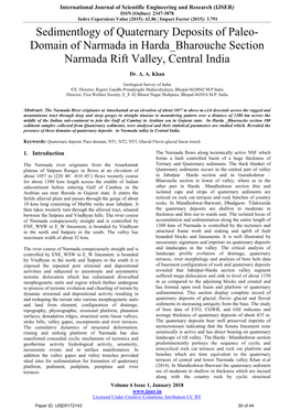 Sedimentlogy of Quaternary Deposits of Paleo-Domain of Narmada in Harda Bharouche Section Narmada Rift Valley, Central India