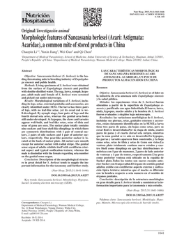 Morphologic Features of Sancassania Berlesei (Acari: Astigmata: Acaridae)