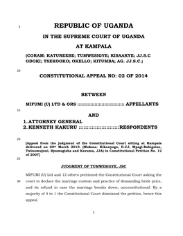 Republic of Uganda in the Supreme Court of Uganda at Kampala