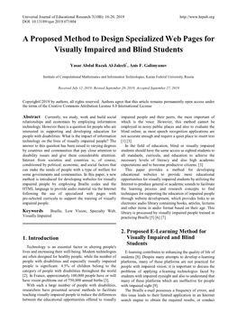 A Proposed Method to Design Specialized Web Pages for Visually Impaired and Blind Students