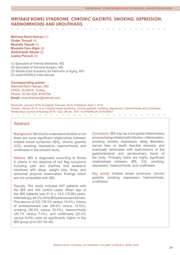 Abstract IRRITABLE Bowel Syndrome, Chronic GASTRITIS