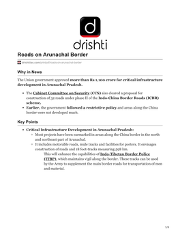 Roads on Arunachal Border