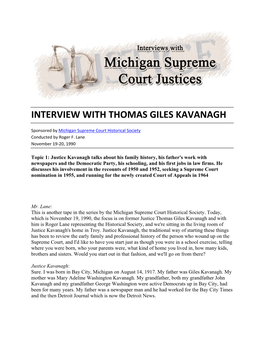Interview with Thomas Giles Kavanagh