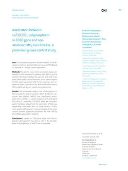 Association Between Rs2303861 Polymorphism in CD82 Gene and Non-Alcoholic Fatty Liver Disease: a Preliminary Case-Control Study