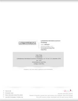 Lankesteriana International Journal on Orchidology ISSN: 1409-3871 Lankesteriana@Ucr.Ac.Cr Universidad De Costa Rica Costa Rica