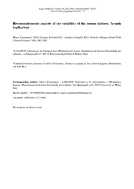 Histomorphometric Analysis of the Variability of the Human Skeleton: Forensic Implications