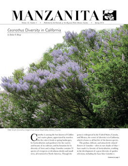 Manzanitavolume 18, Number 1 • Published by the Friends of the Regional Parks Botanic Garden • Spring 2014