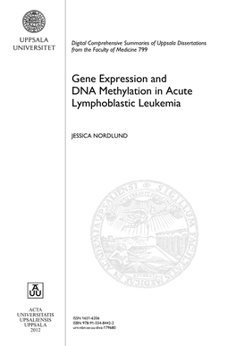 Gene Expression and DNA Methylation in Acute Lymphoblastic