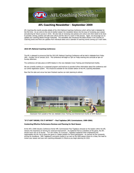 AFL Coaching Newsletter - September 2009