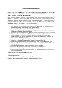 Prospective Identification of Elevated Circulating CDCP1 in Patients Years Before Onset of Lung Cancer