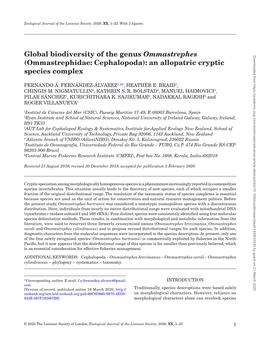 Global Biodiversity of the Genus Ommastrephes (Ommastrephidae: Cephalopoda): an Allopatric Cryptic Species Complex