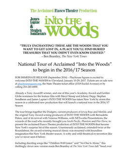 Into the Woods” to Begin in the 2016/17 Season