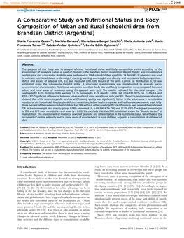 A Comparative Study on Nutritional Status and Body Composition of Urban and Rural Schoolchildren from Brandsen District (Argentina)