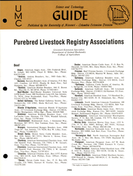 Purebred Livestock Registry Associations