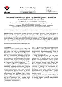 Tardigrada of Bory Tucholskie National Park, Zaborski Landscape Park, and Their Surroundings (Pomerania Province, Poland)